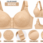 Ladies Front Button Padded Lace Bra – Powder Pink