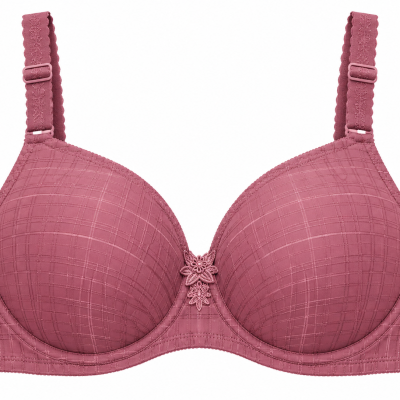Taupe Grey Checkered Padded Underwire Bra for Women – Adjustable Straps