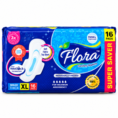 Flora XL Maxi Thick Sanitary Pads – 16 Pads