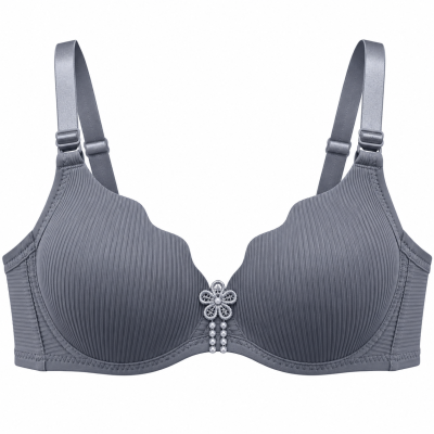 Ladies Ribbed Padded Bra with Floral Design – Multi Colors